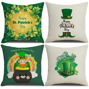 Federe per cuscini in lino di San Patrizio quadrifoglio verde set decorativo