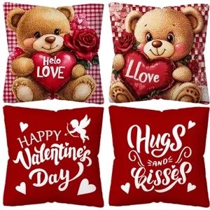 Valentine's Day peach skin velvet love letter printed pillowcase, sofa cushion cover.