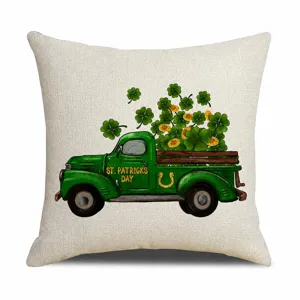 San Patrizio camion verde trifoglio lino federa cuscino decorazione festa casa