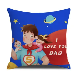 Father's day cartoon dad print throw pillow cover fashion sofa cushion case for gift