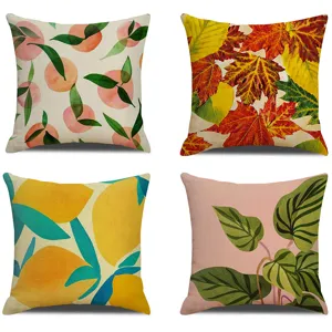 Moderno Minimalista Fruta Botánica Estampado Lino Funda de Cojín Decorativo Cuadrado Funda de Almohada Para Hogar Dormitorio Sofá