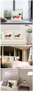 Creative cute Christmas dog linen pillow cover festive holiday home sofa bedroom decorative cushion