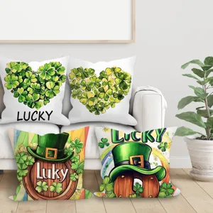 St. Patrick's Day klaver kussensloop decoratieve bank kussenhoes woningdecoratie 4st