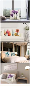 Botanical floral throw pillow cover for living room sofa bedroom home decor linen style.