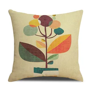 Fundas cojín lino patrón floral estilo nórdico funda cuadrada decoración hogar vista principal