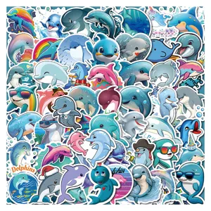 50 süße Cartoon Delfin wasserdichte Aufkleber für Trinkflaschen, Laptops und Koffer Dekor.