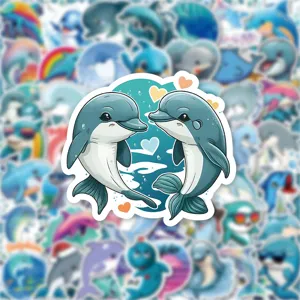 Wasserdichte Cartoon Delphin Aufkleber Packung fuer Wasserflasche Koffer Skateboard.