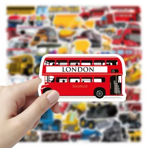 Cartoon London Doppeldeckerbus wasserdichter Vinyl-Aufkleber für Auto Laptop Flasche.