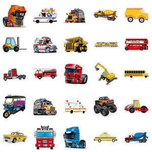 Süße Cartoon Fahrzeuge Aufkleber wasserdicht Vinyl Abziehbilder Set für Auto Laptop Kinder