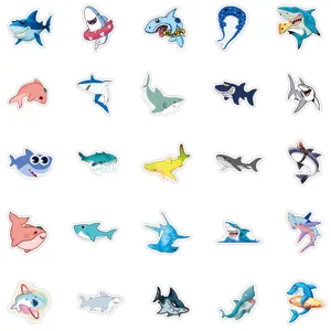 Cute cartoon shark stickers waterproof vinyl decals for luggage laptop phone water bottle
