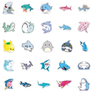 Cute cartoon shark stickers waterproof vinyl decals for luggage laptop water bottle 50pcs