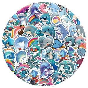 Süße Cartoon Delfin Wasserdichte Vinyl Aufkleber Abziehbilder Für Wasserflasche Laptop Gepäck Skateboard Schreibwaren