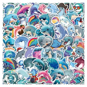 50Stk süße Cartoon Delfin wasserdichte Aufkleber Set für Laptop Skateboard Dekoration