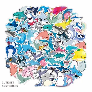 Cute Cartoon Shark Marine Life Waterproof Graffiti Stickers Vinyl Decals For Luggage Phone Laptop Water Bottle Decoration