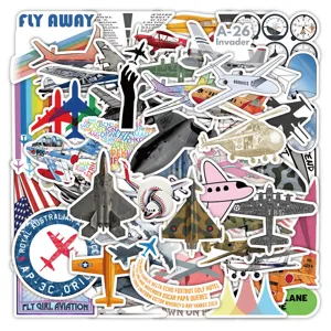 50 Stk. Flugzeug Cartoon Graffiti Aufkleber wasserdichte Vinyl Sticker fur Koffer Auto.