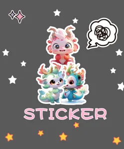 Cute cartoon dragon stickers waterproof vinyl decals for laptop phone case suitcase decor 60pcs