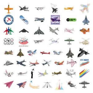 50Stk Flugzeug Cartoon Graffiti Aufkleber für Laptop Koffer Auto Dekoration Set