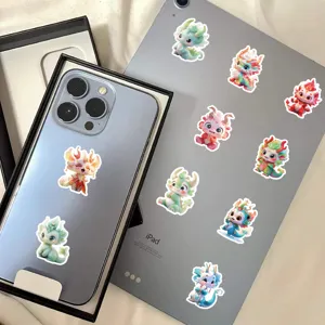 Cute baby dragon waterproof stickers for phone case, tablet, and laptop decoration detail.