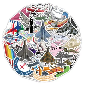 Kreative Flugzeug Cartoon Graffiti Aufkleber Wasserdichte Vinyl Abziehbilder Für Laptop Koffer Auto Notizbuch Dekor