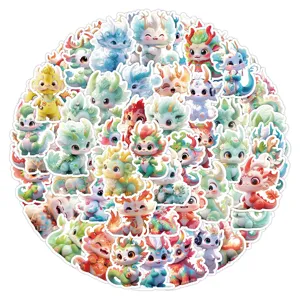 Cute cartoon dragon stickers waterproof vinyl decal set for laptop luggage case 60pcs