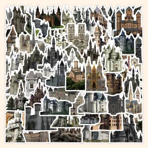 Vintage Europese architectuur kasteel stickers set, waterdichte DIY decoratieve stickers.