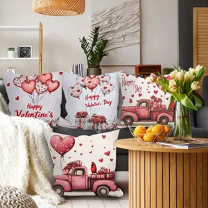 Valentine Peach Skin Velvet Pillow Cover Heart Balloon Truck Throw Pillow Case Decorative Cushion For Home Sofa