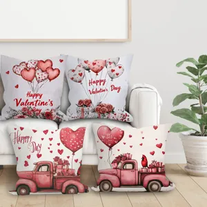 Valentine's day love heart balloon printed pillow cover for home sofa decorative cushion.