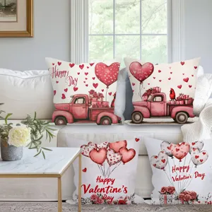 Valentine's Day red truck heart balloon print throw pillow cover sofa home decor cushion cover 18x18