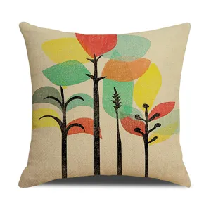 Funda de cojin de lino con estampado botanico abstracto nordico para decoracion hogar