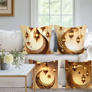 Arredamento Casa Festival Decorativo Federa in Velluto Pelle di Pesca Luna Lampada ad Olio Stampato Quadrato Fodera Cuscino Divano