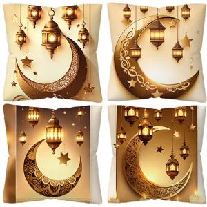 Set copricuscino in lino con lanterna luna Ramadan cuscini decorativi per divano casa.