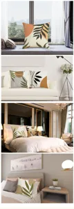 Nordic minimalist linen throw pillow cover abstract botanical geometric design living room decor