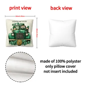 St. Patricks Dag Kussenhoes Groene Vrachtwagen Gnoom Klaver 45x45 cm Polyester Sierkussen