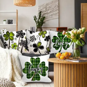Green plaid clover throw pillow decorative cushion for sofa living room home decor 45x45cm