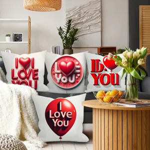 Valentine's Day throw pillow cover set of 4 heart balloon letter print sofa cushion covers