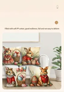 Housse de coussin de pâques lapin décoratif style nordique coussin de canapé doux.