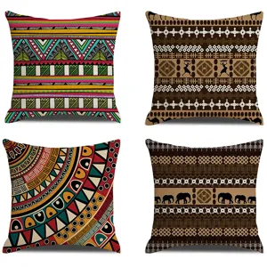 Bohemian Linen Pillow Cover Vintage Tribal Geometric Print Throw Pillow Case For Living Room Home Decor