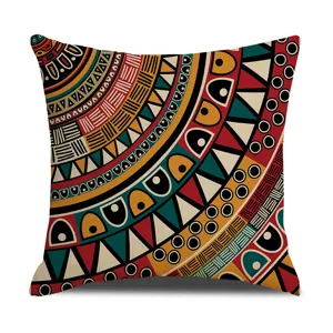 Bohemian throw pillow cover retro geometric linen cushion case for sofa home decor 45x45