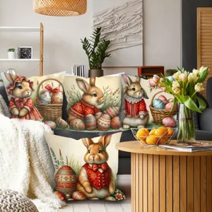 Housse de coussin lapin de Pâques style nordique canapé oreiller mignon décoration