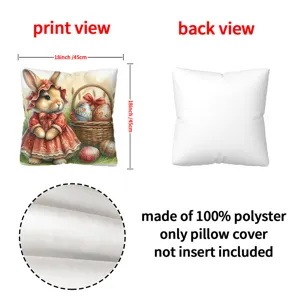 Housse de coussin lapin de Paques 45x45 cm decoration de fete canape salon style