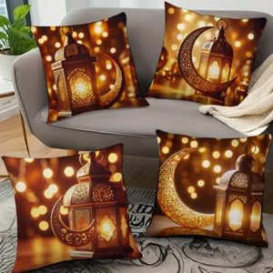 Golden moon lantern throw pillow peach skin velvet decorative cushion cover for home