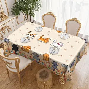 Nappe Mignonne Avec Impression de Pattes de Chat en Polyester Housse de Table Anti-Poussière Pour Table à Manger Décoration