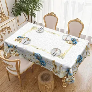 Tovaglia Floreale Blu e Bianca Retro Europea in Poliestere Copritavolo Antipolvere per Sala da Pranzo Cucina Decorazioni