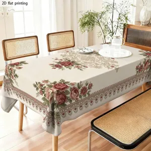 Nappe de table à fleurs vintage pour salle à manger, housse décorative en polyester.