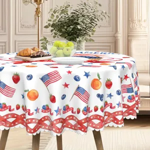 Independence Day round tablecloth polyester home decor patriotic table cover for dining room