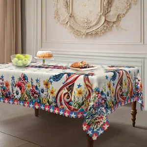 Onafhankelijkheidsdag patriottisch bloemig tafelkleed polyester woondecoratie eettafelhoes