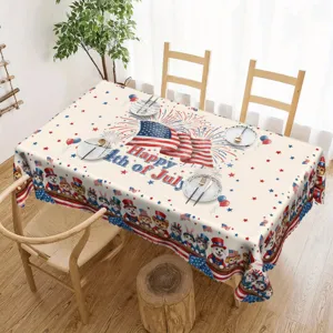 Onafhankelijkheidsdag Tafelkleed Patriotische Amerikaanse Vlag Kat Hond Print Polyester Tafelkleed Voor Thuis Eetkamer Feest Decor