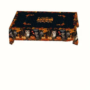 Automne mignon animal nappe polyester décoration maison table à manger housse anti-poussière