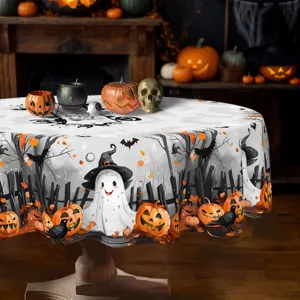 Halloween στρογγυλό τραπεζομάντηλο polyester διακοσμητικό κάλυμμα για πάρτι και διακόσμηση σπιτιού