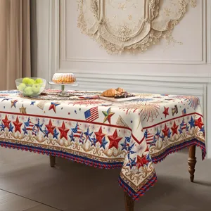 Nappe de Table Fête de l'Indépendance Drapeau Américain Étoile Décoration de Table Repas